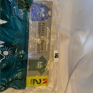 Eddie Bauer Blue Hoodie and Green Graphic Tee Set